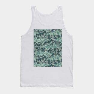 Minimalist Leaf Line Art Illustration as a Seamless Surface Pattern Design Tank Top